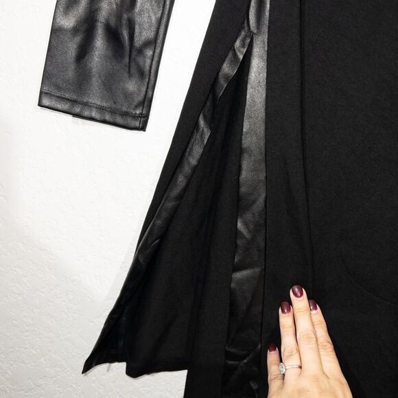 Harrison Hollis Black‎ Faux Leather Insert Mini Dress Size Small - Picture 3 of 6